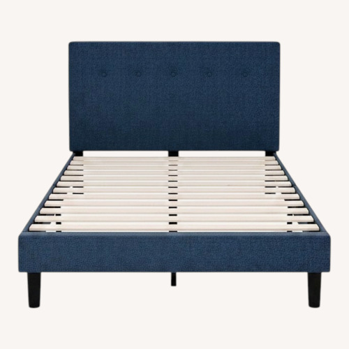 Used Zinus Blue Upholstered Queen Bed   for sale on AptDeco