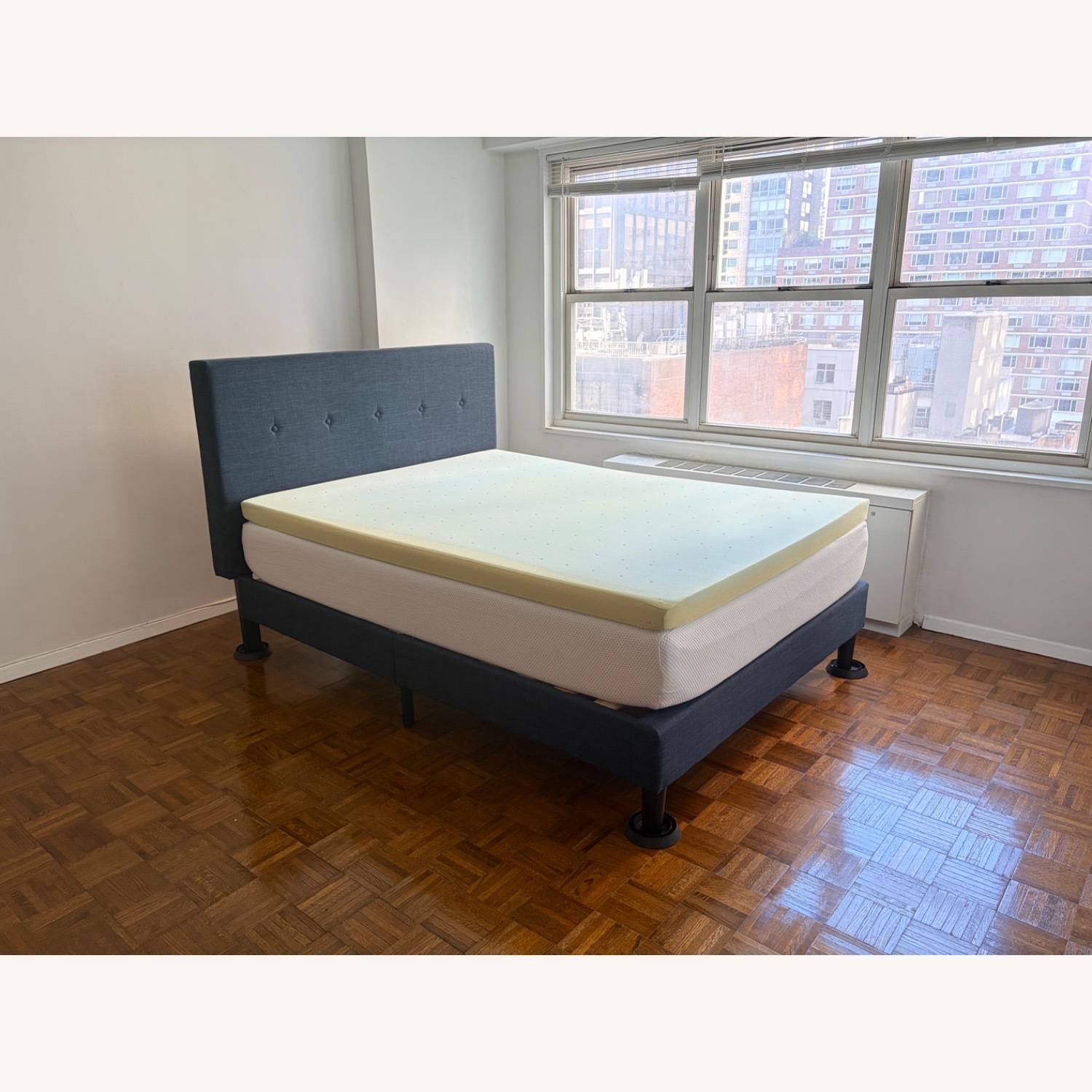 Zinus Blue Upholstered Queen Bed   - image-2