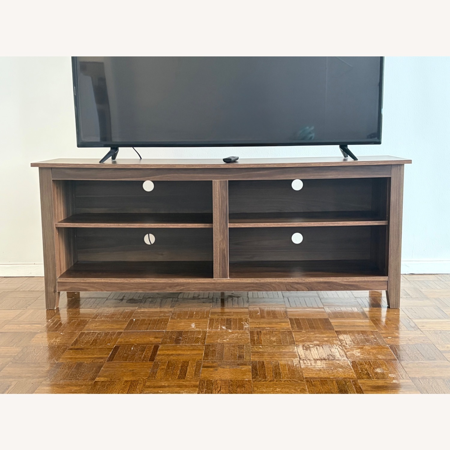 Wood Media Console in Dark Walnut - image-1