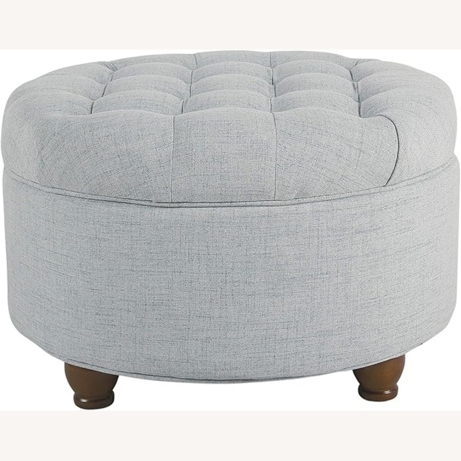Light Blue Woven Round Storage Ottoman  - image-6