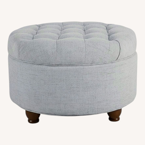 Used Light Blue Woven Round Storage Ottoman  for sale on AptDeco