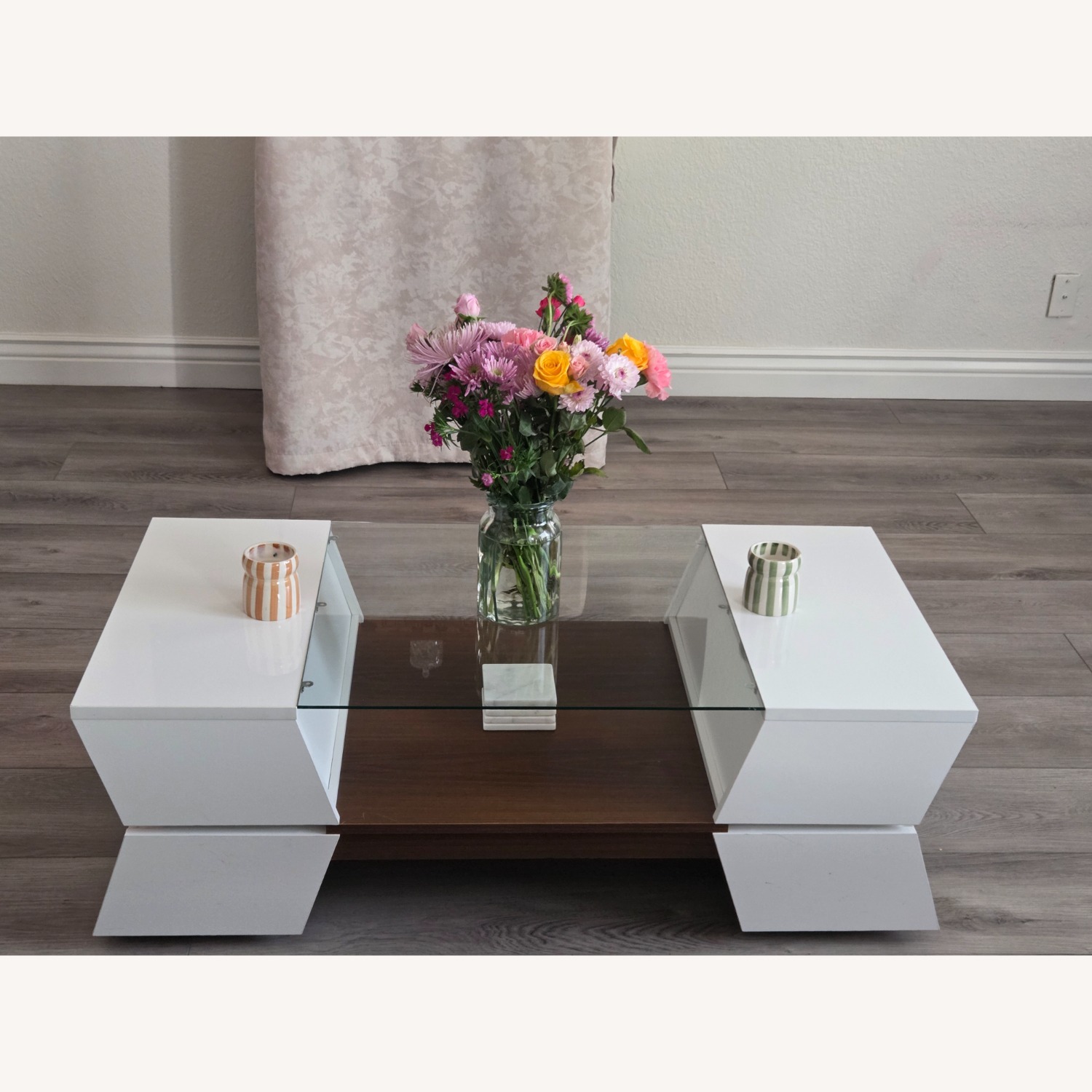 Dark Brown Glass Coffee Table - image-3