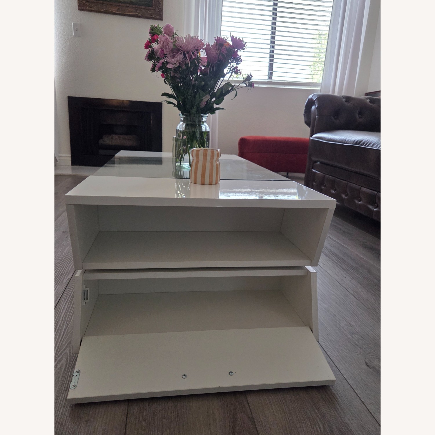 Dark Brown Glass Coffee Table - image-4