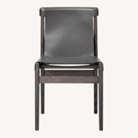 CB2 Dark Gray Leather Dining Chair