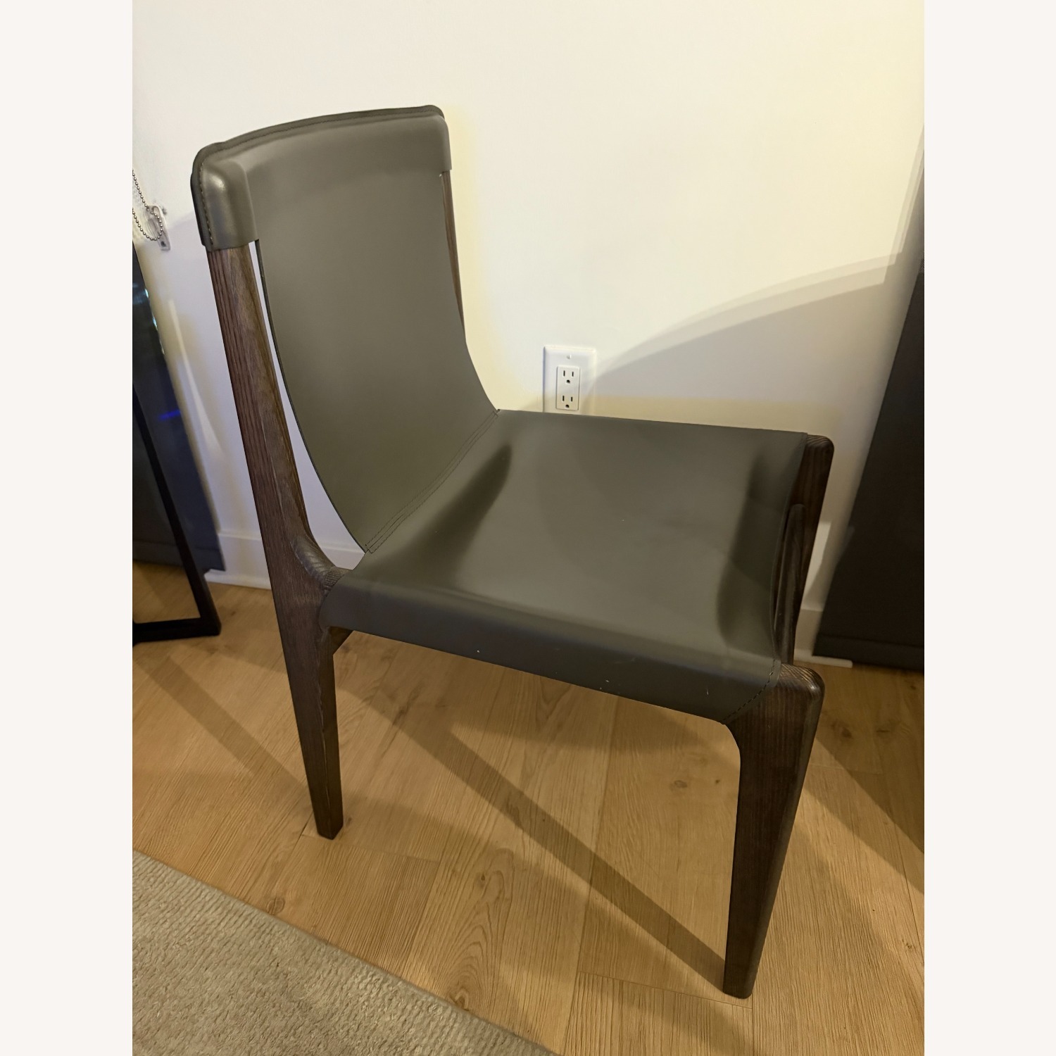 CB2 Dark Gray Leather Dining Chair - image-3