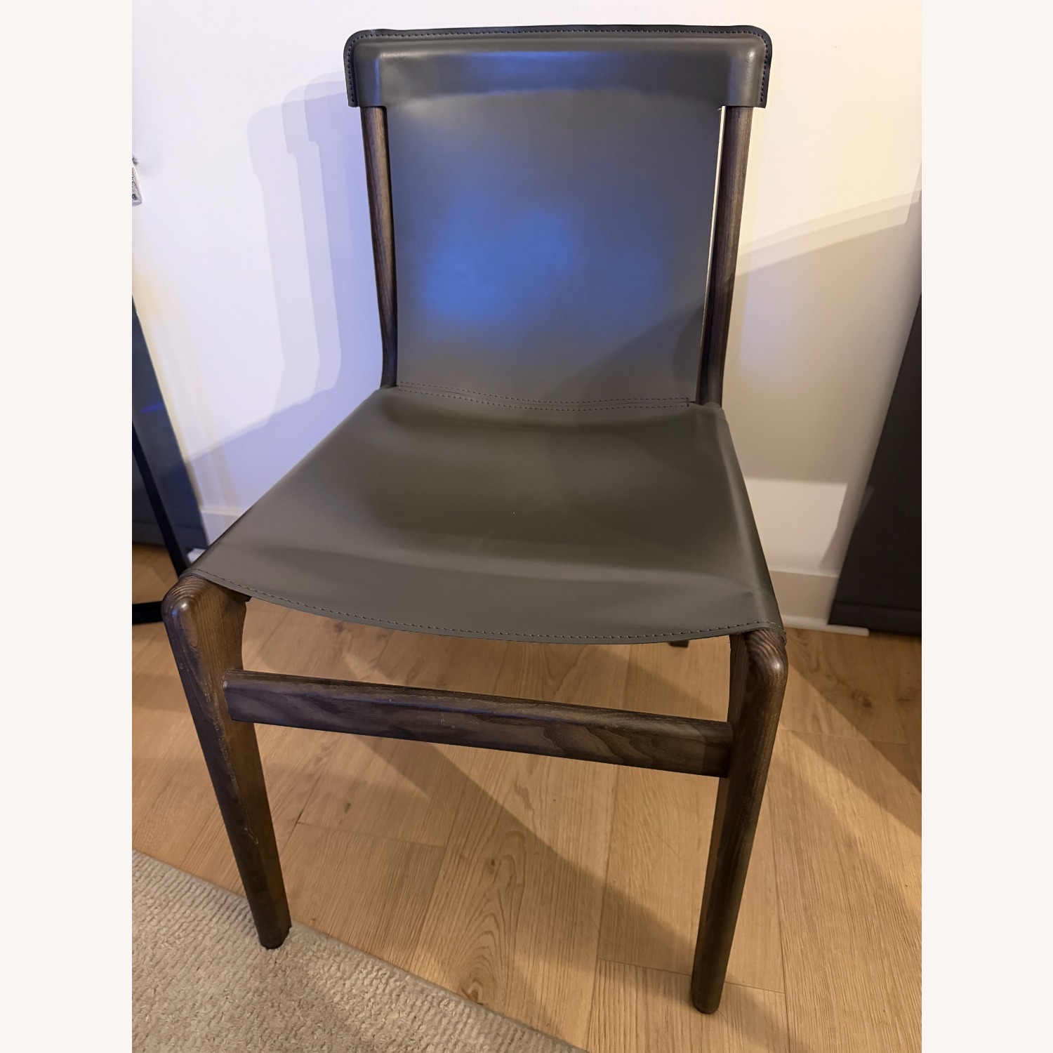CB2 Dark Gray Leather Dining Chair - image-2
