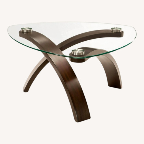 Used Raymour & Flanigan Allure Dark Brown Wood Coffee Table for sale on AptDeco