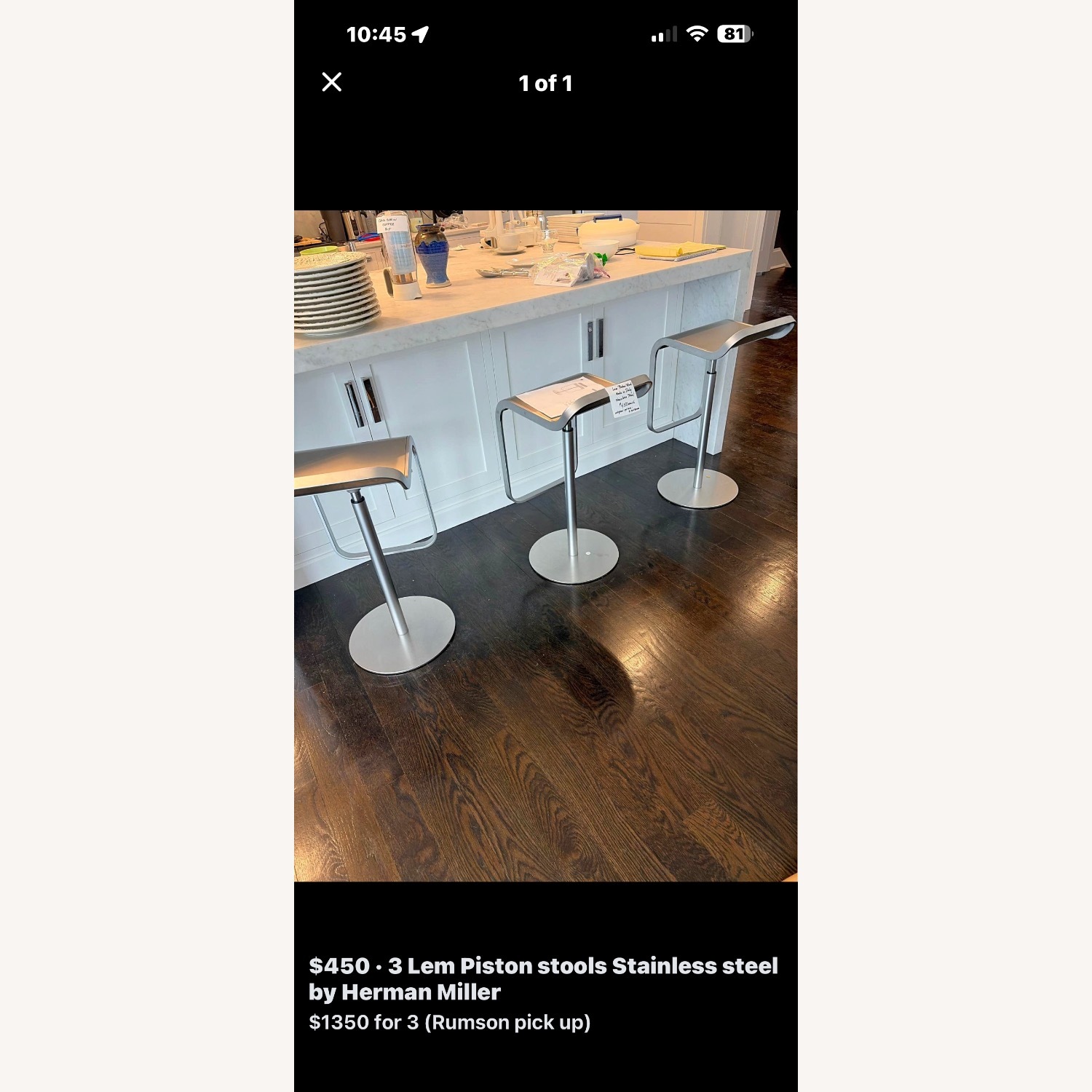 Design Within Reach Lem Piston Stainless Steel Counter Stools - image-3