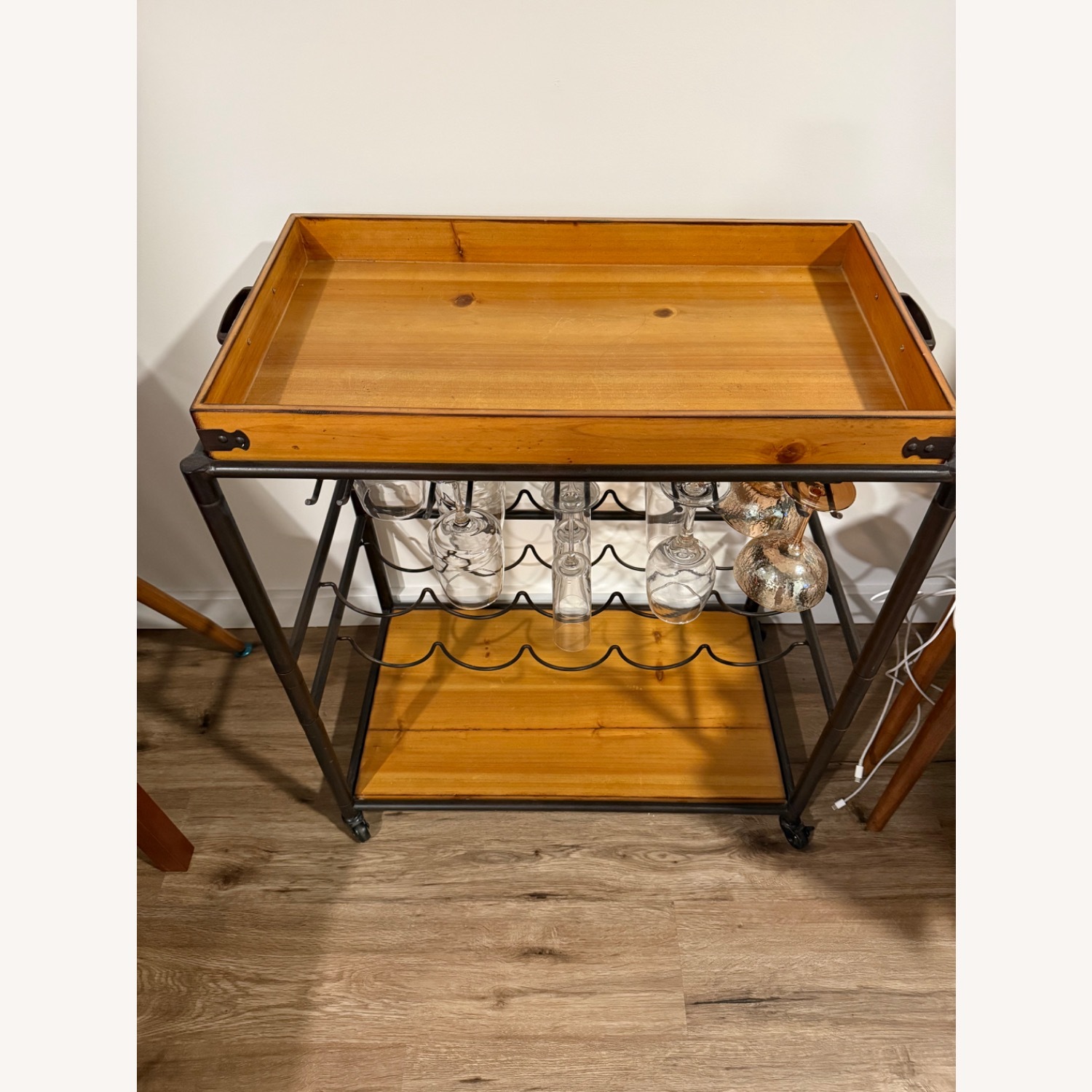 Rolling Bar Cart with Removable Tray - image-2
