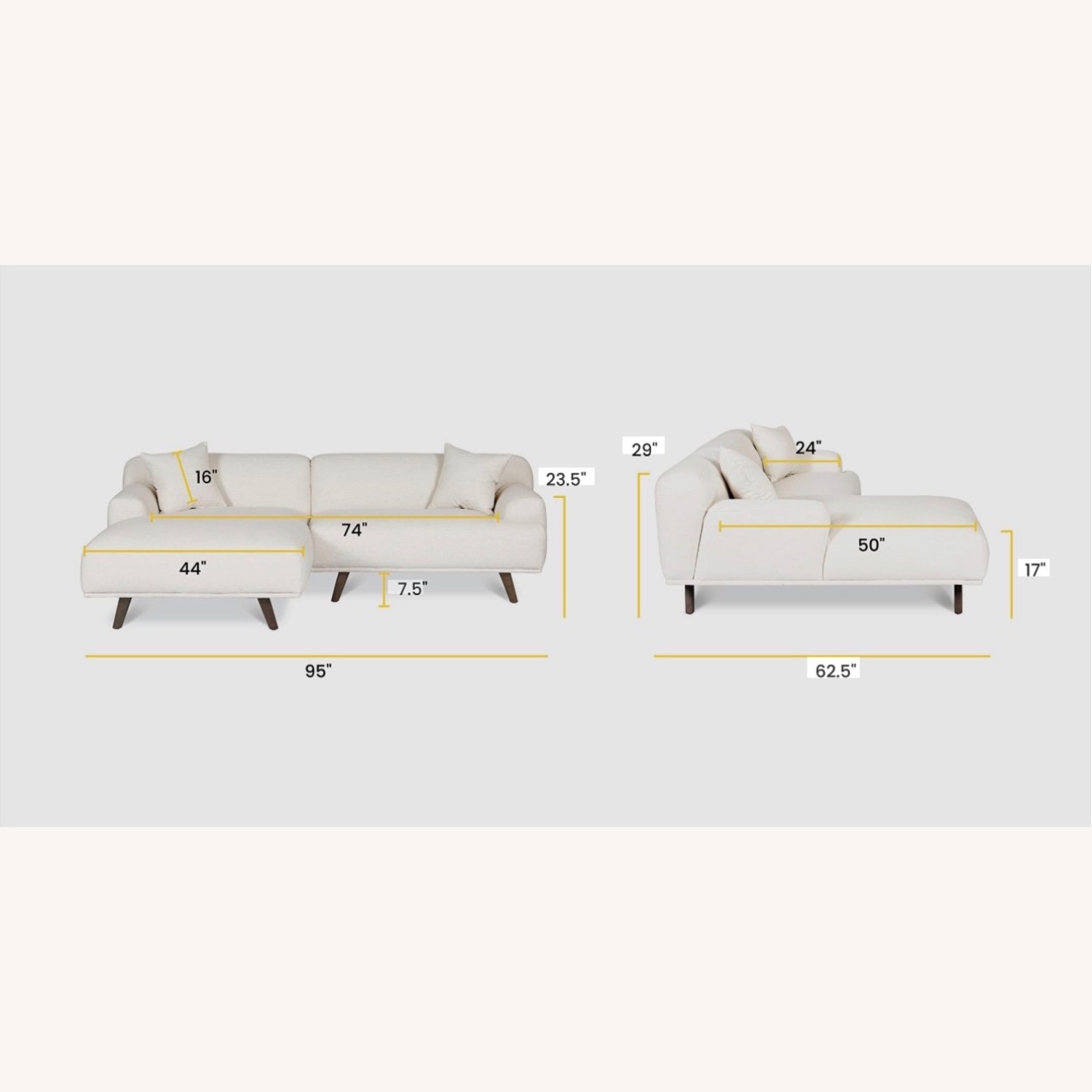 Poly and Bark White Fabric 2 Piece Sectional - image-3