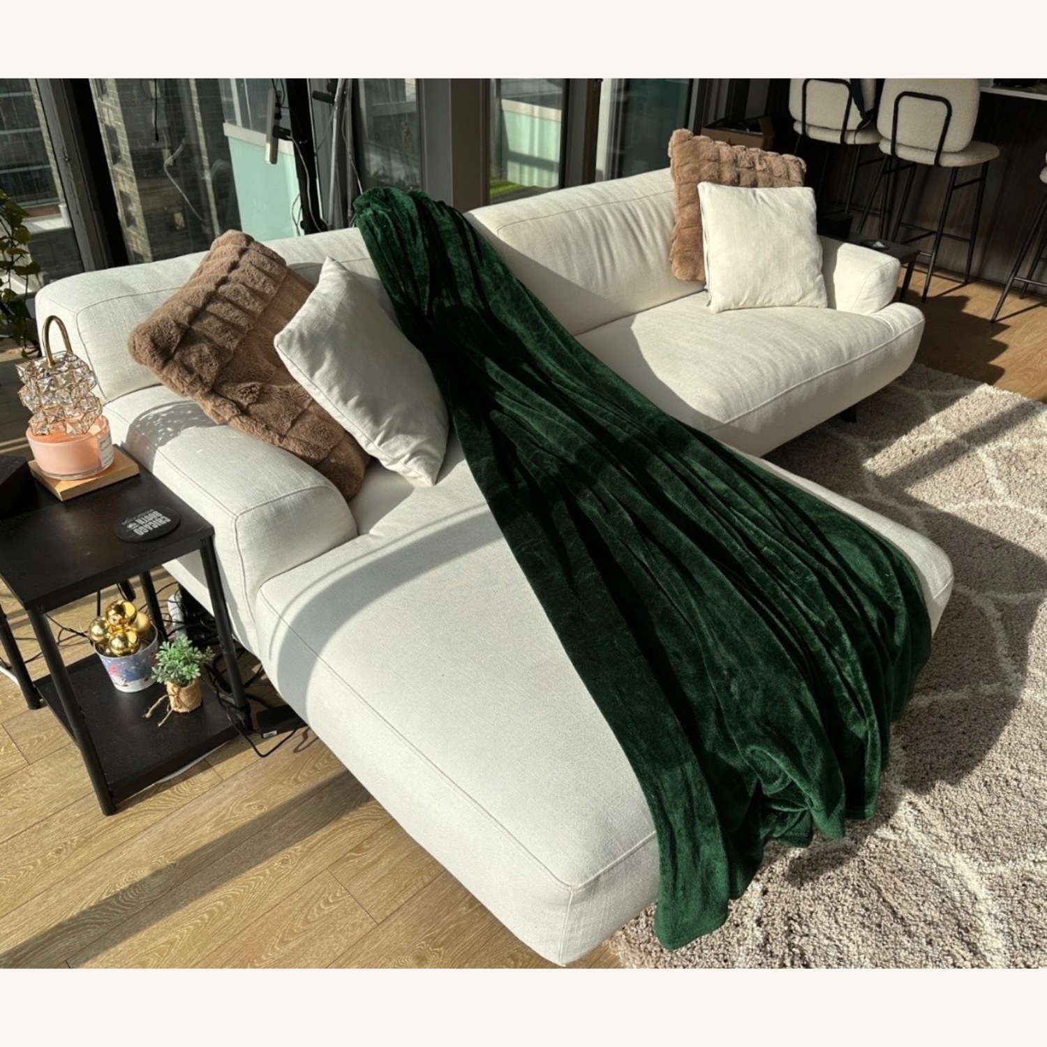 Poly and Bark White Fabric 2 Piece Sectional - image-2