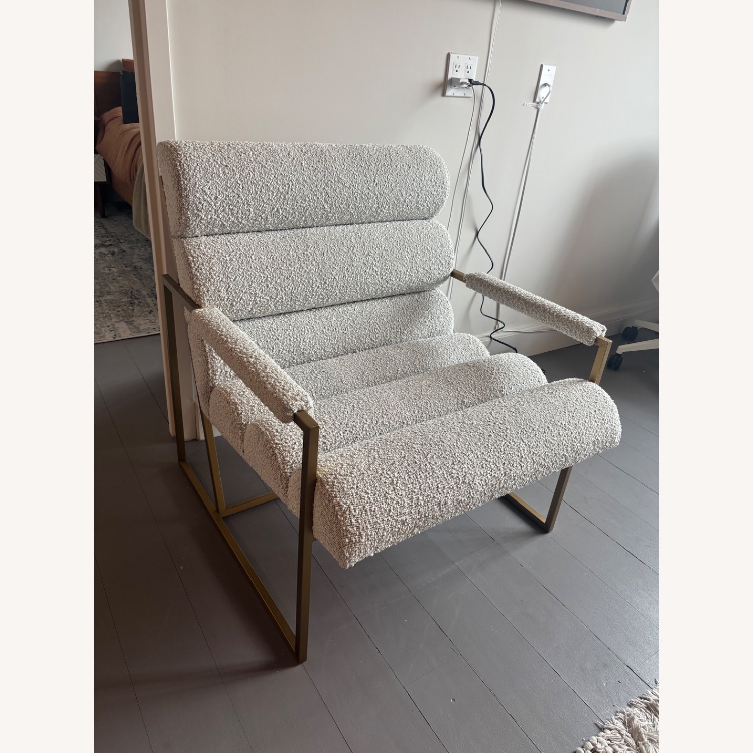 ModShop Milos White Boucle Chair and a Half - image-1