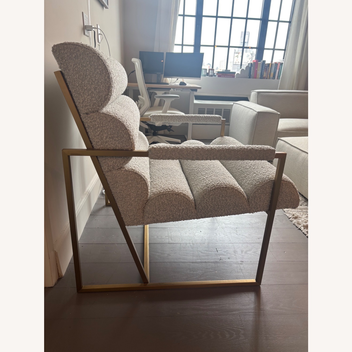 ModShop Milos White Boucle Chair and a Half - image-3