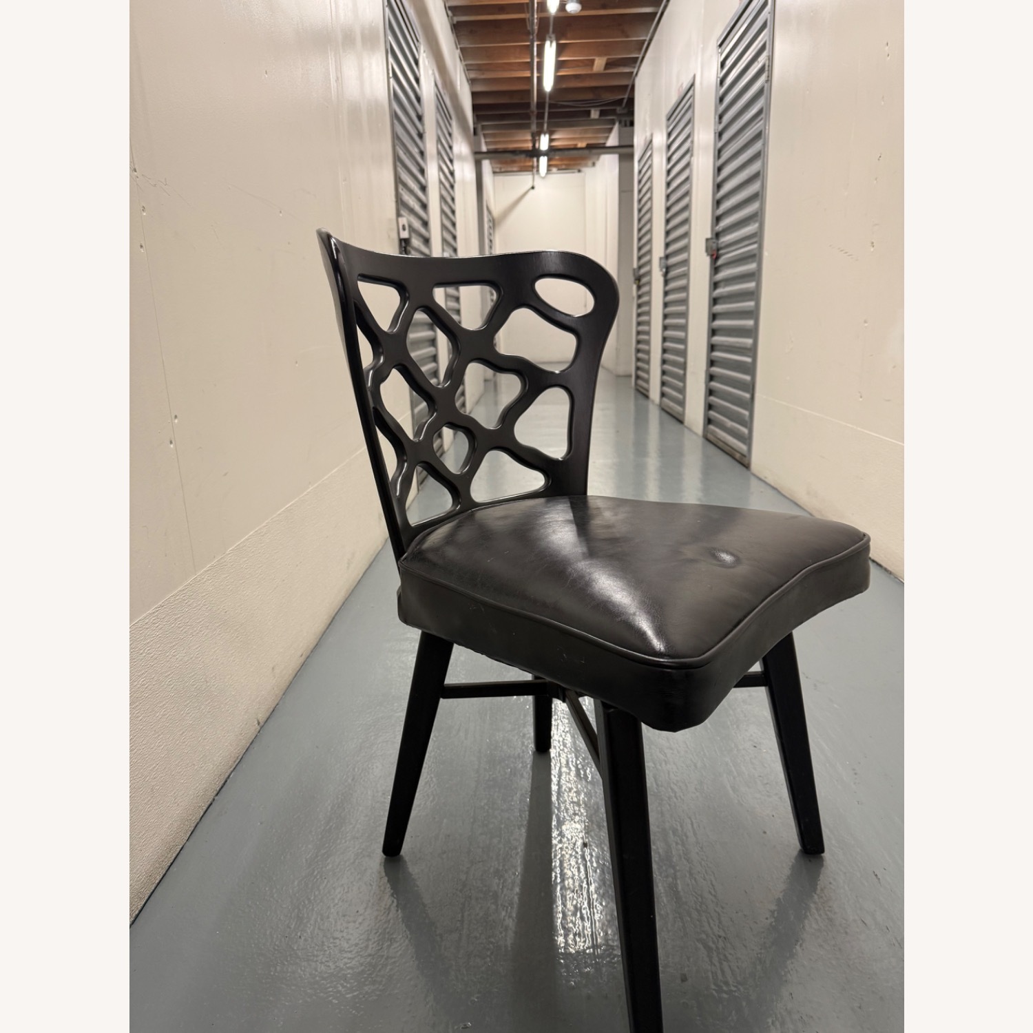 Vintage/Antique Black Leather Dining Chairs - image-4