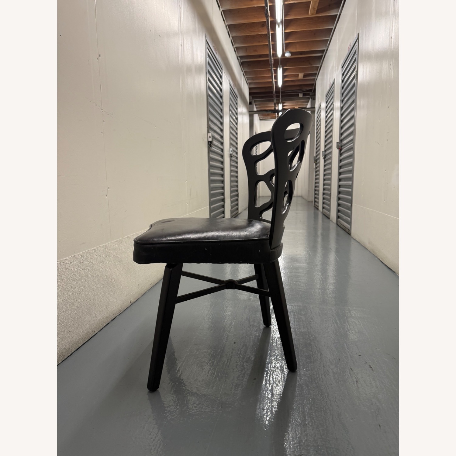 Vintage/Antique Black Leather Dining Chairs - image-5