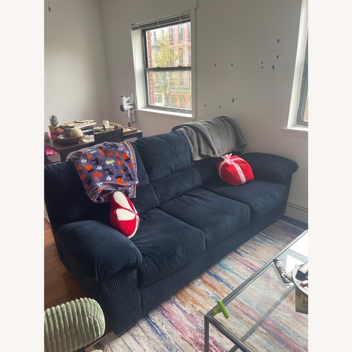 Used Ashley Furniture Blue Corduroy Couch for sale on AptDeco