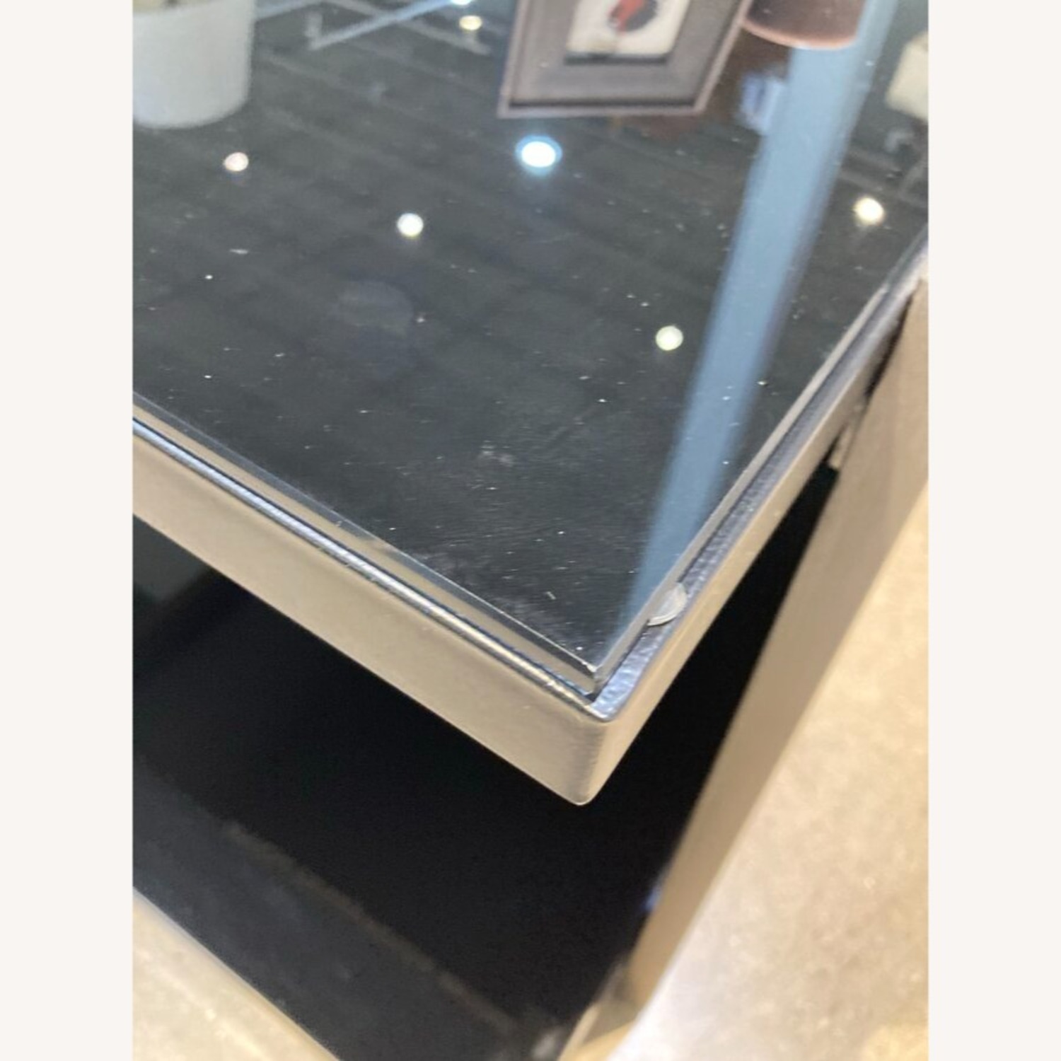 Tiered Metal & Smoked Glass Coffee Table - image-7