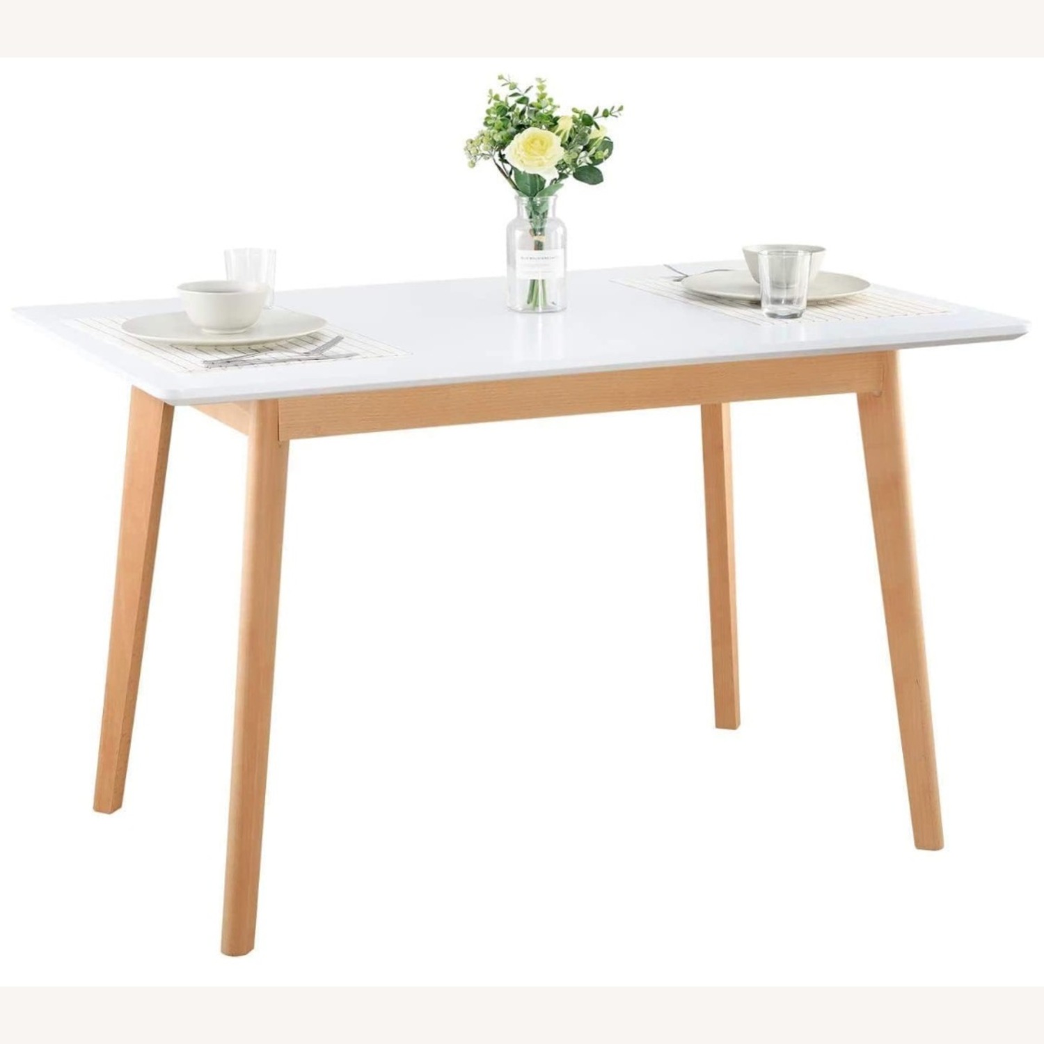 Wood Dining Table & Fabric Dining Chairs - image-2