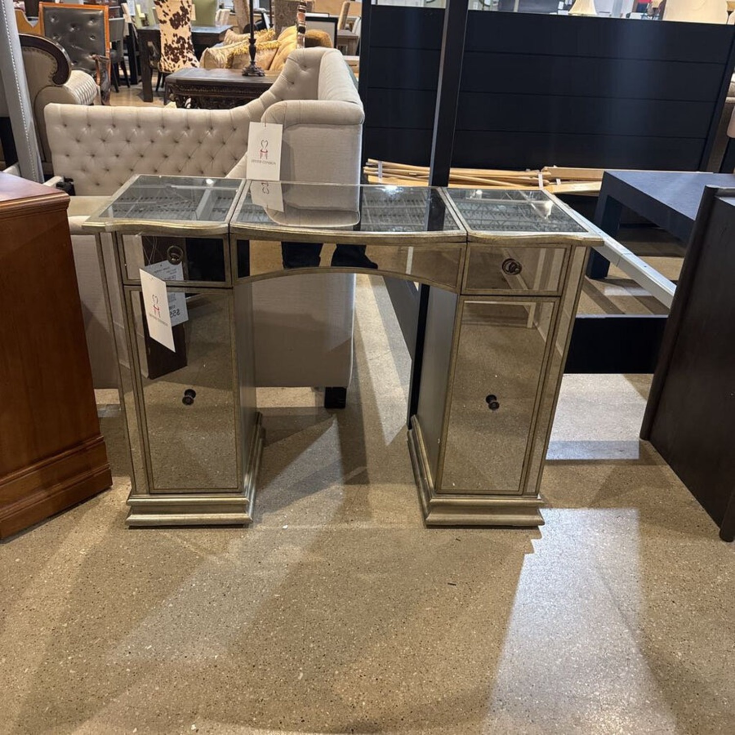 Celeste Mirrored Vanity Desk - image-1