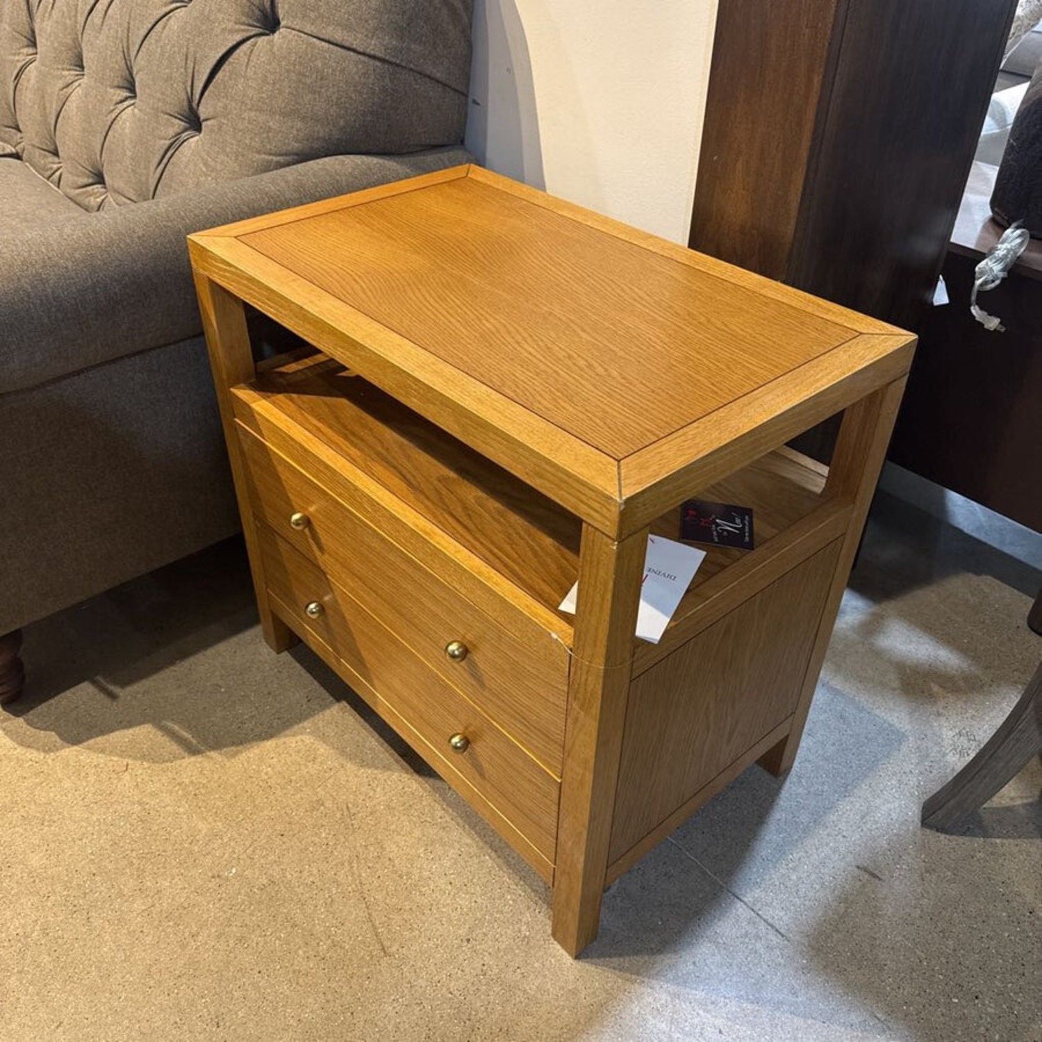 Celine 2-Drawer Nightstand Brown/Gold - image-1