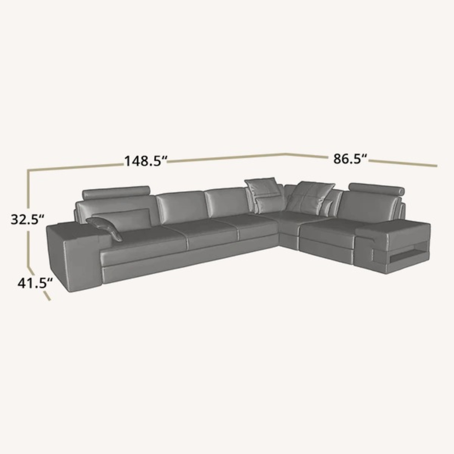 Los Angeles II Leather L-Sectional Sleeper - image-3