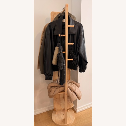 Used Amazon Wood Coat Rack and Mirror for sale on AptDeco