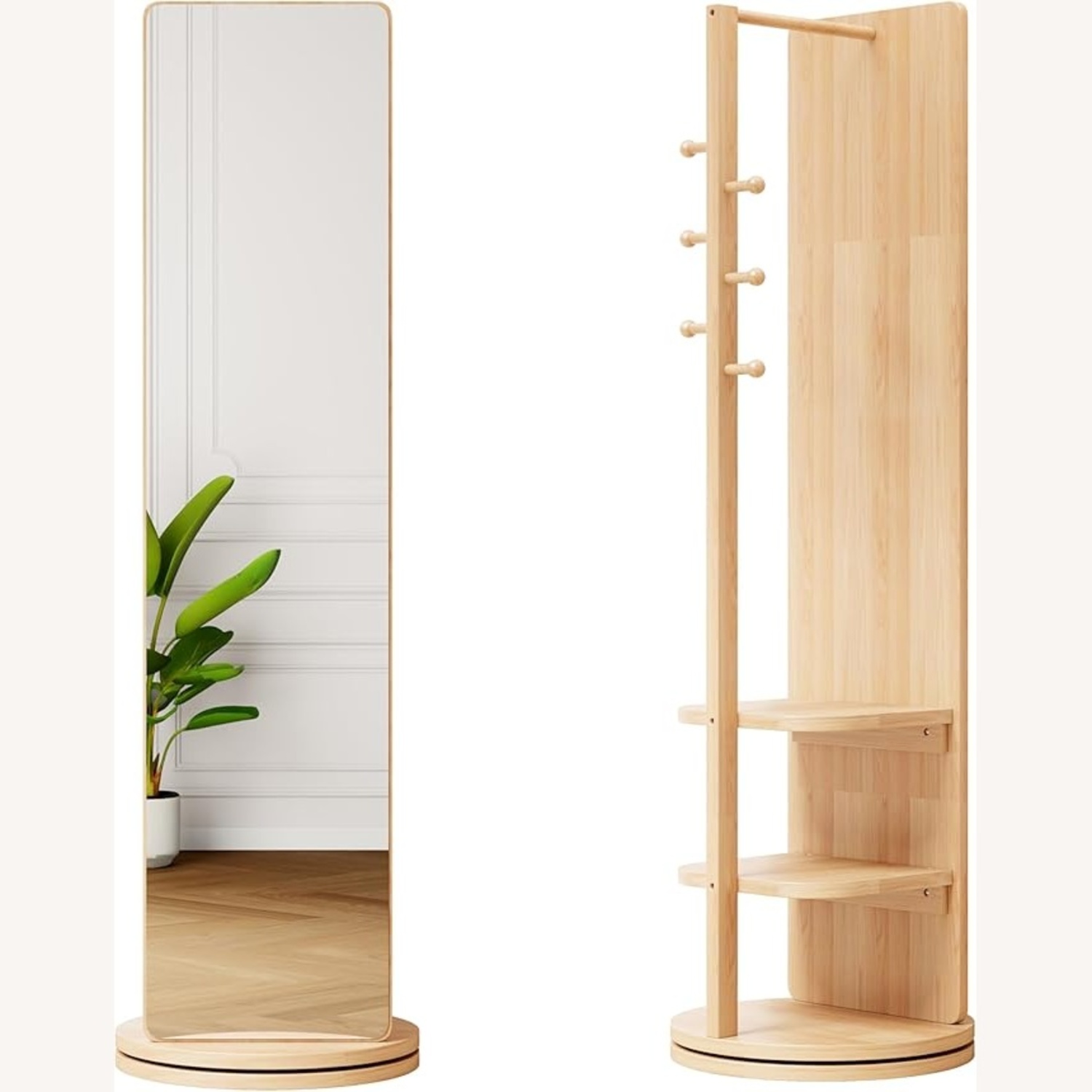 Amazon Wood Coat Rack and Mirror - image-4
