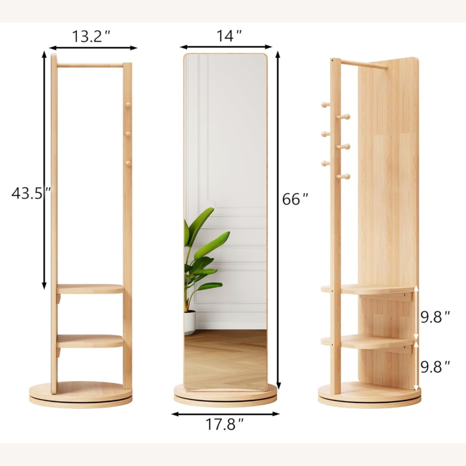 Amazon Wood Coat Rack and Mirror - image-3