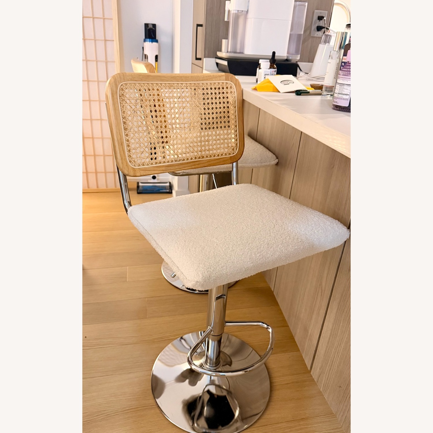 Amazon Light Brown Wooden Barstools - image-1