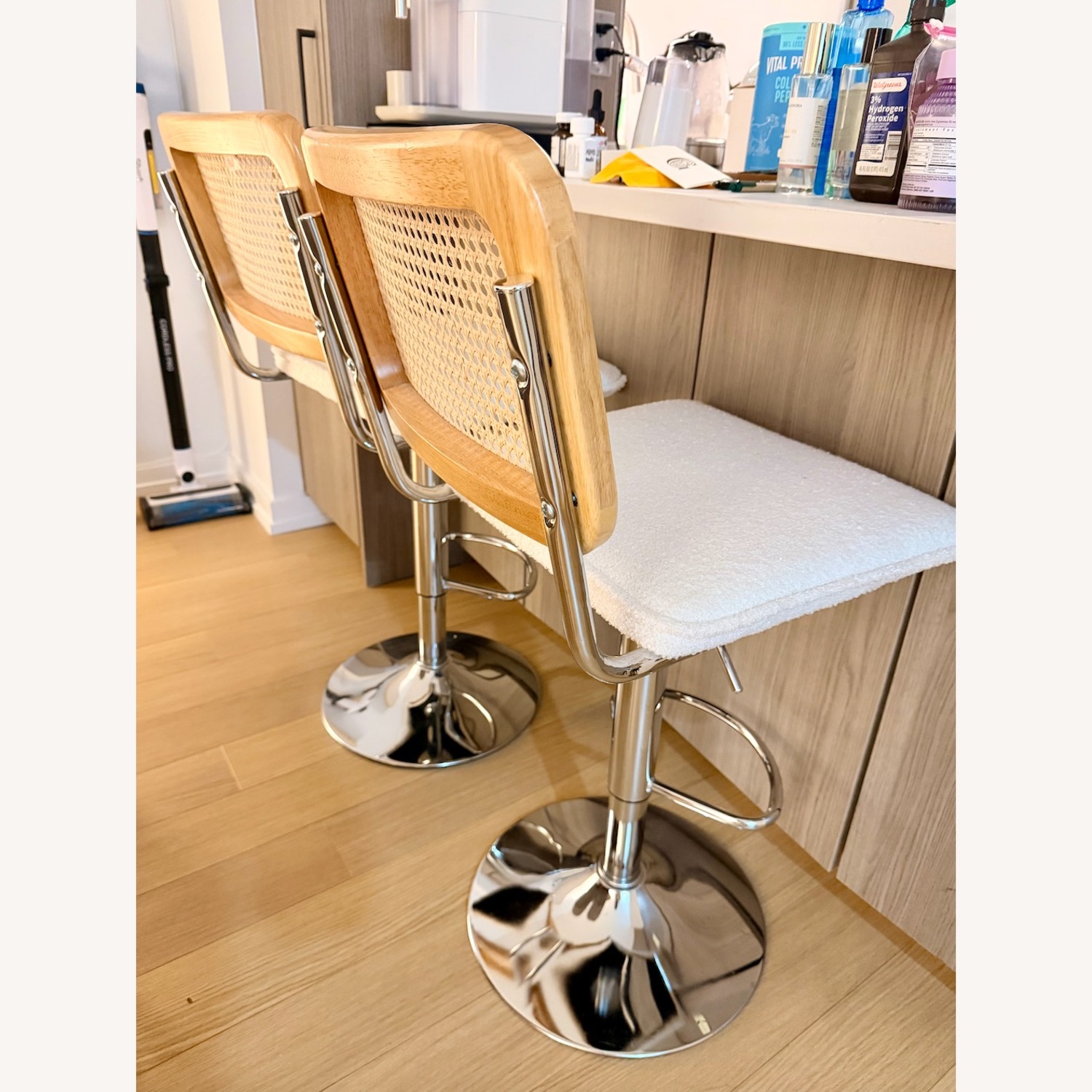 Amazon Light Brown Wooden Barstools - image-2