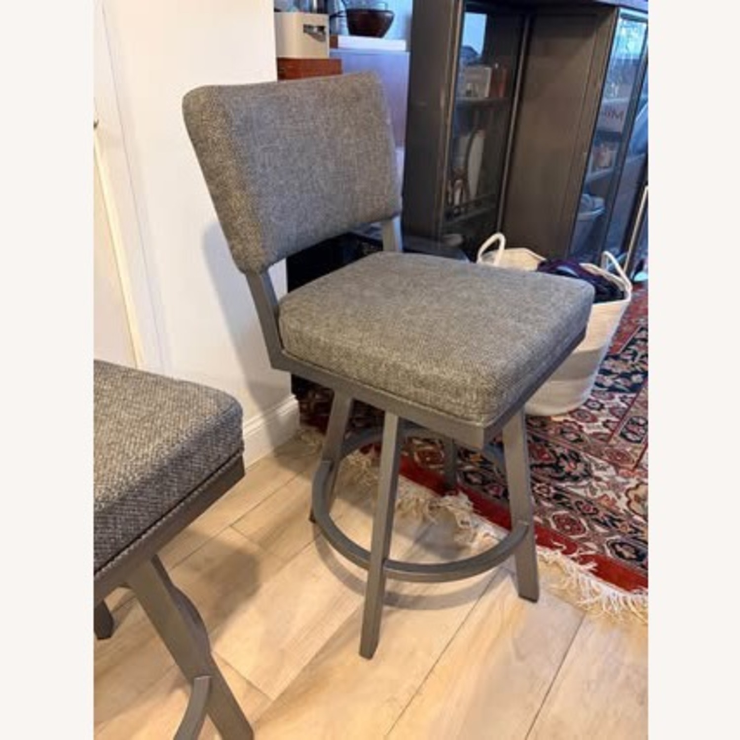 Light Gray Fabric Stools - image-2
