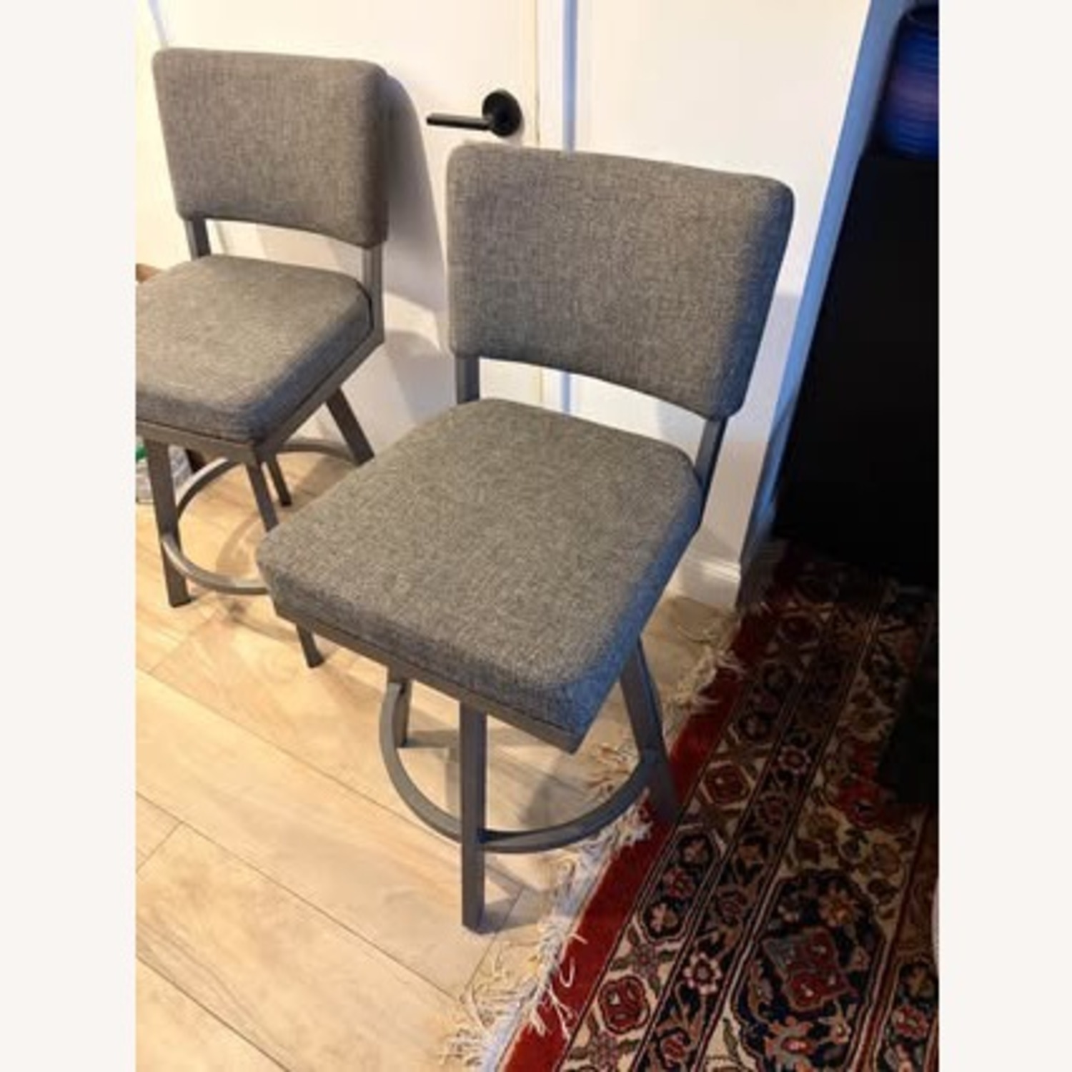 Light Gray Fabric Stools - image-3