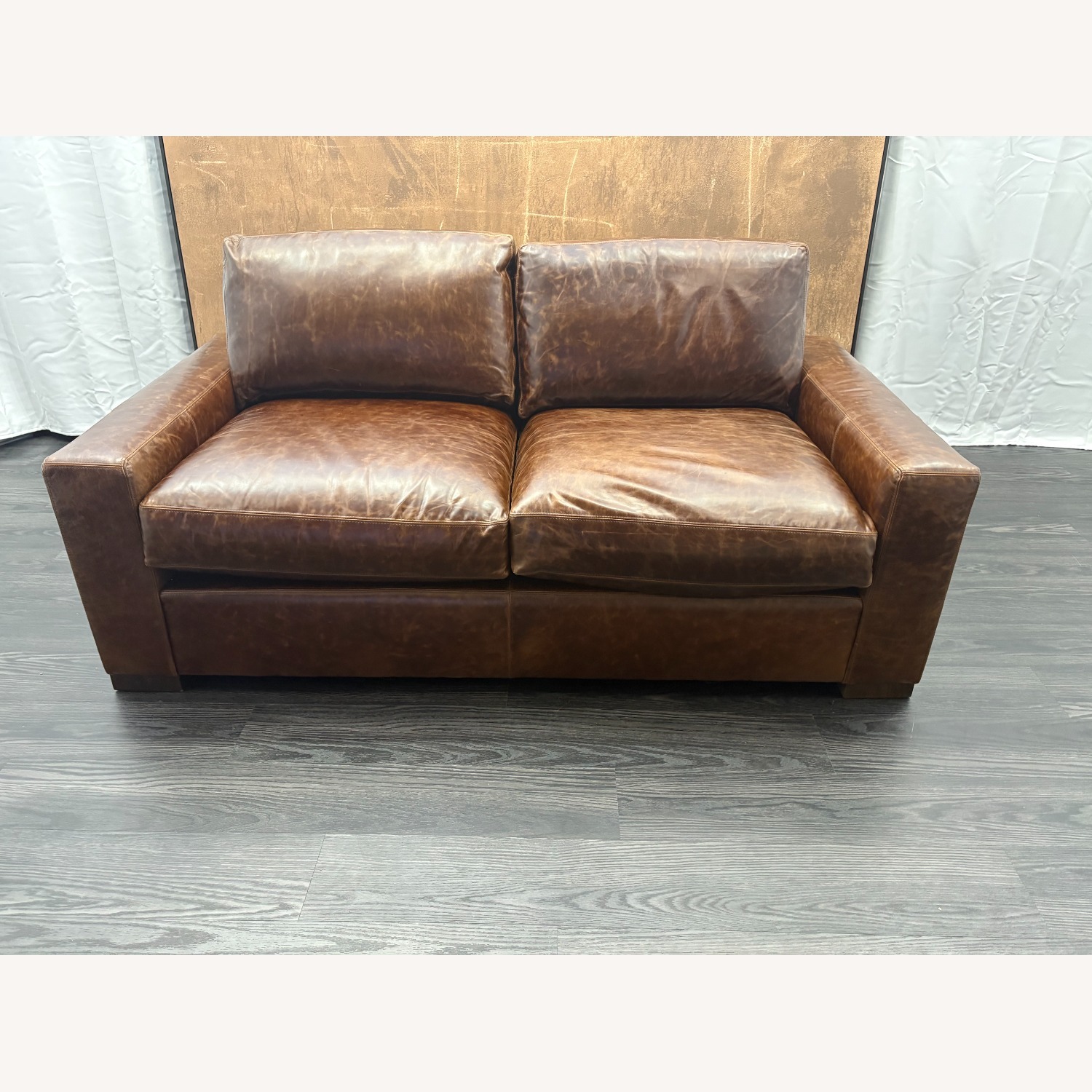 Restoration Hardware Maxwell Leather 2-Cushion Sofa - image-20