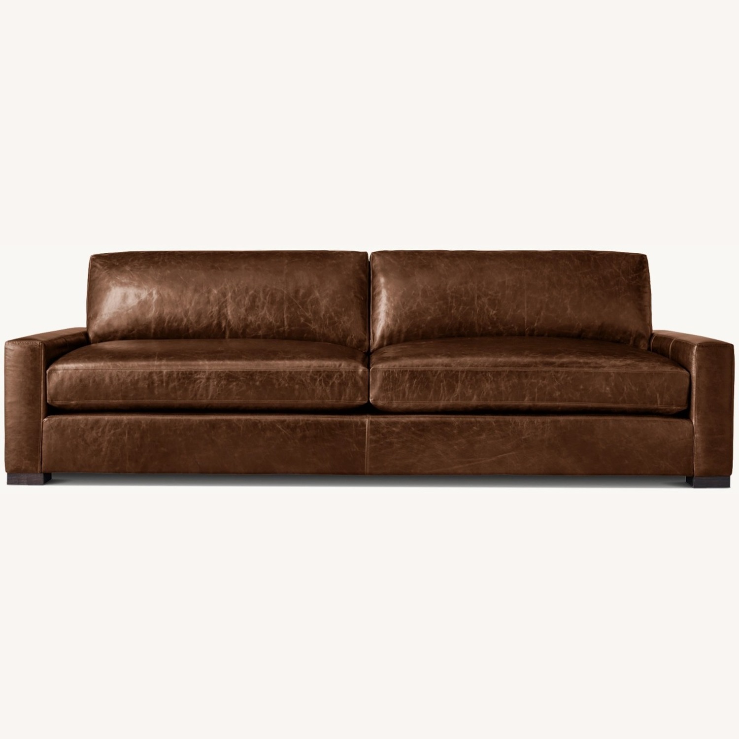 Restoration Hardware Maxwell Leather 2-Cushion Sofa - image-1