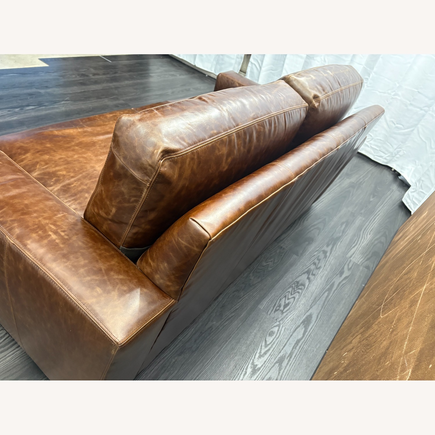 Restoration Hardware Maxwell Leather 2-Cushion Sofa - image-8