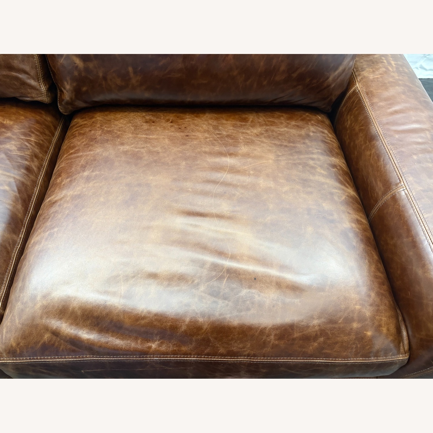 Restoration Hardware Maxwell Leather 2-Cushion Sofa - image-26