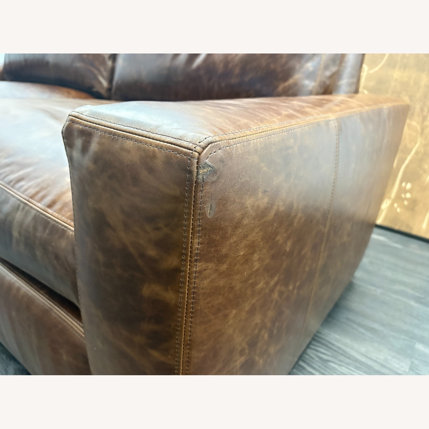 Restoration Hardware Maxwell Leather 2-Cushion Sofa - image-9