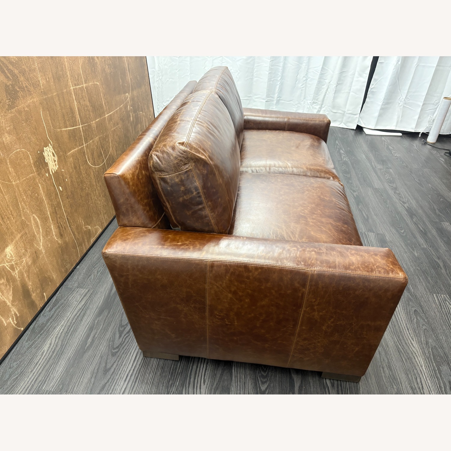 Restoration Hardware Maxwell Leather 2-Cushion Sofa - image-13