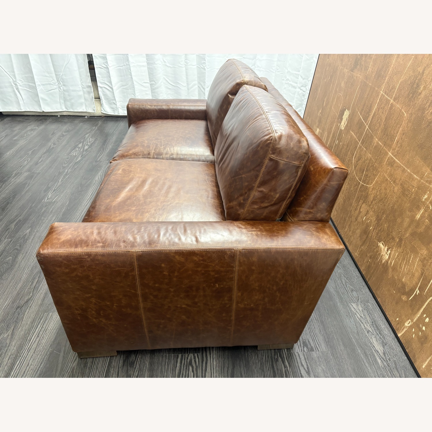 Restoration Hardware Maxwell Leather 2-Cushion Sofa - image-6