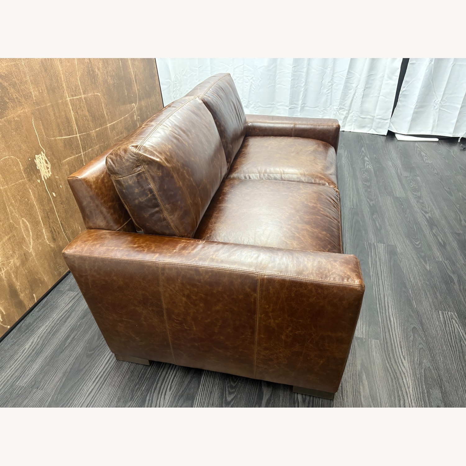 Restoration Hardware Maxwell Leather 2-Cushion Sofa - image-12