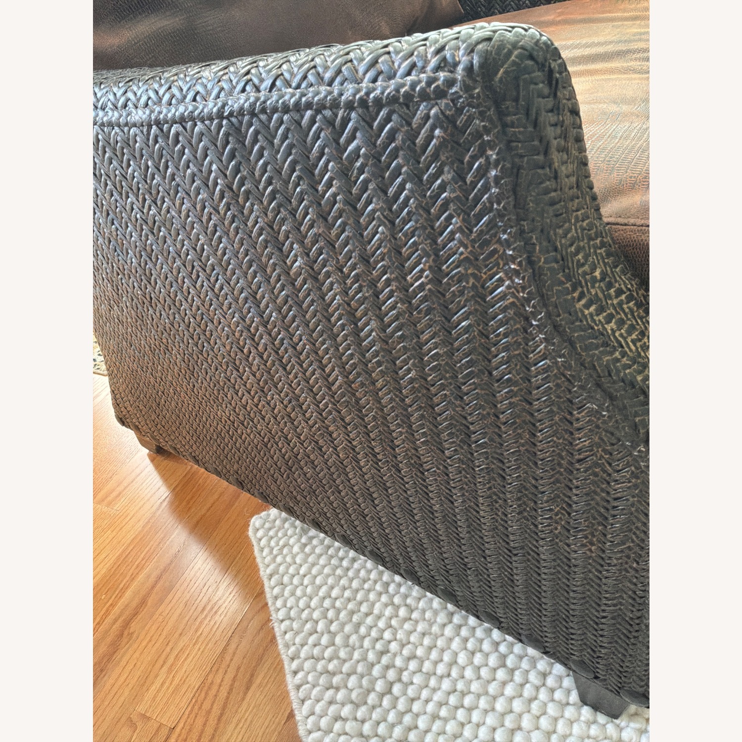 Woven Dark Brown Armchair + Ottoman  - image-11