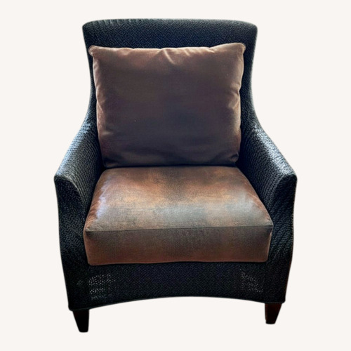 Used Woven Dark Brown Armchair + Ottoman  for sale on AptDeco