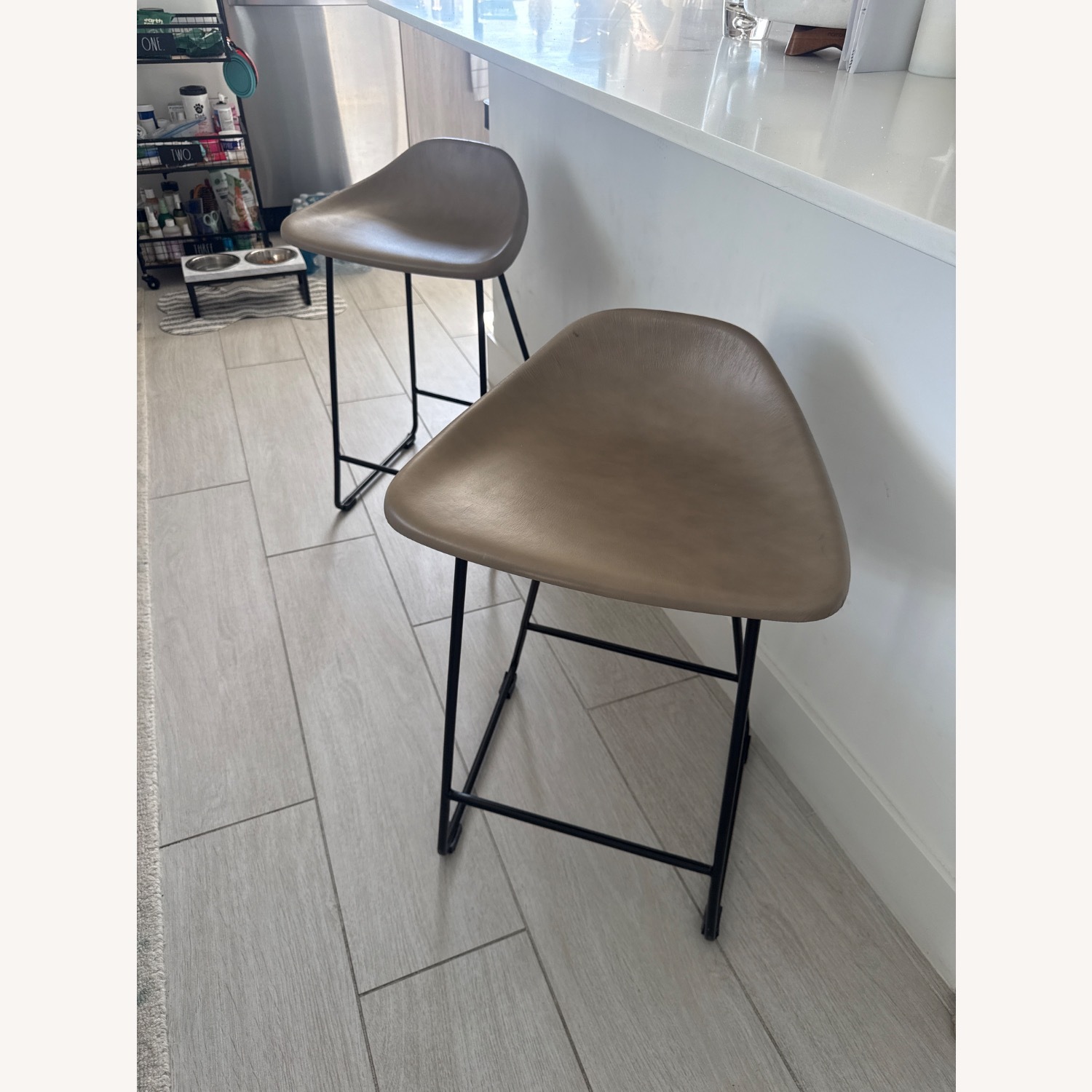 Pottery Barn Brenner Leather Counter Stool - image-2