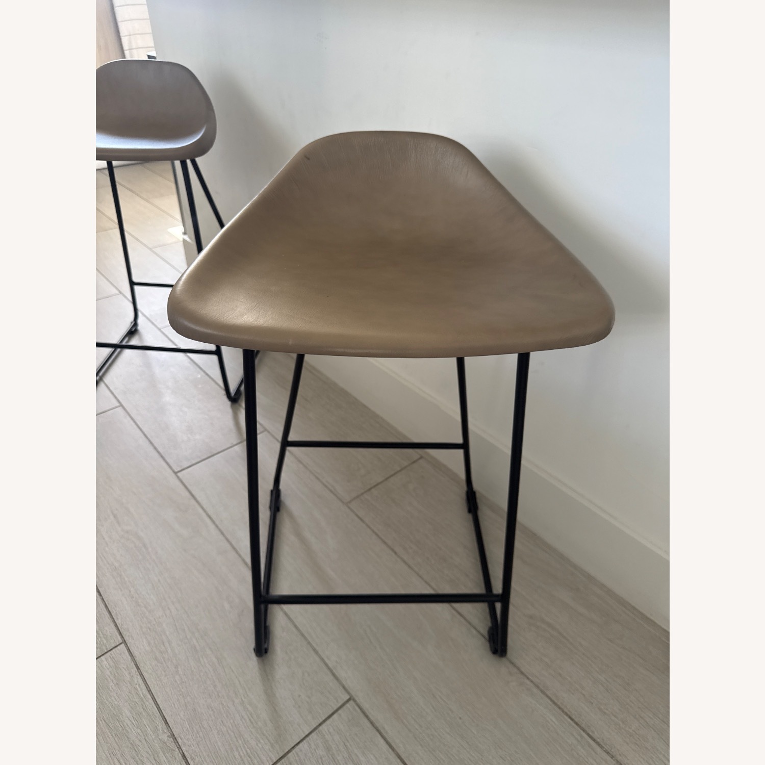 Pottery Barn Brenner Leather Counter Stool - image-1