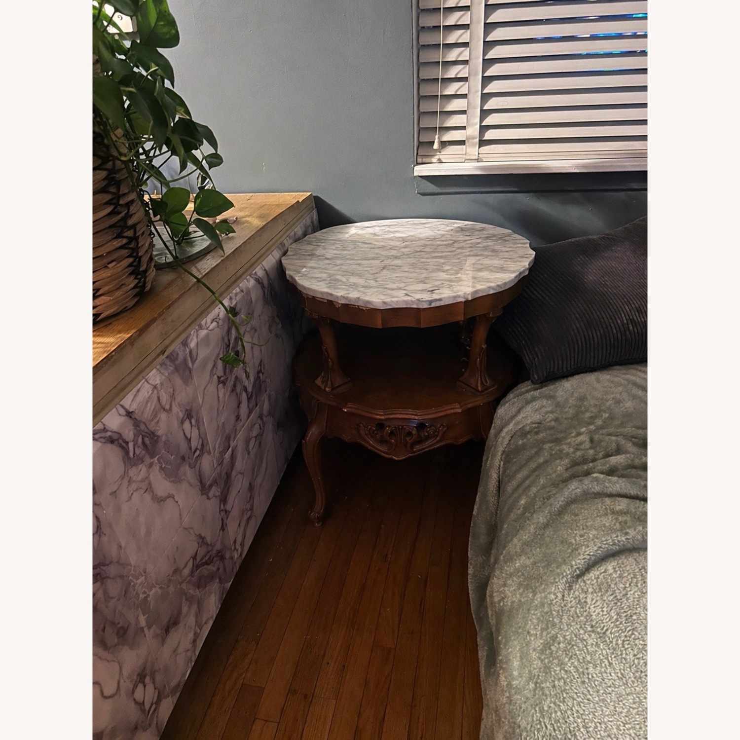 Vintage/Antique White Marble Coffee Table - image-2