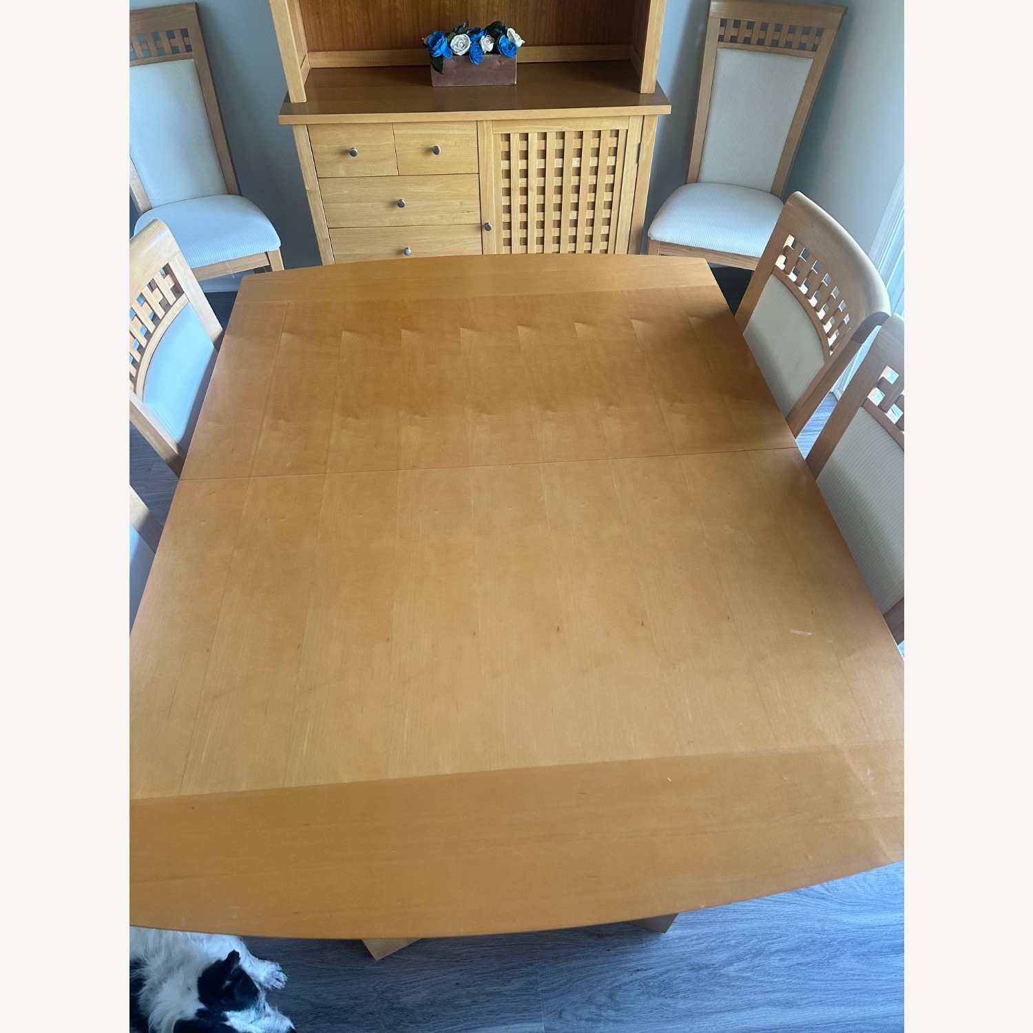 Expandable Dining table, 6 Chairs, and Leaf - image-2