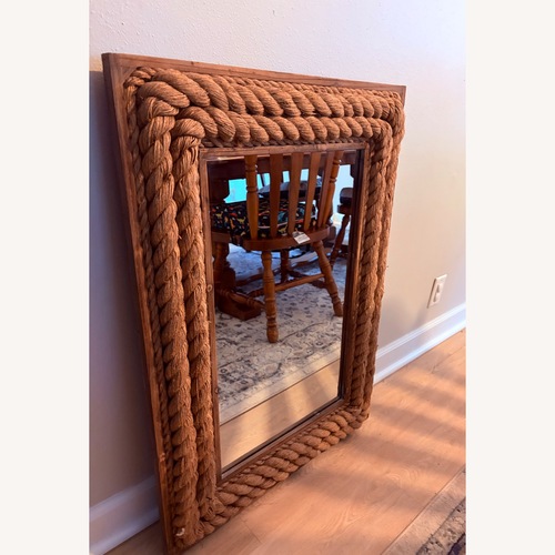 Used Vintage/Antique Light Brown Jute Wall Mirror for sale on AptDeco