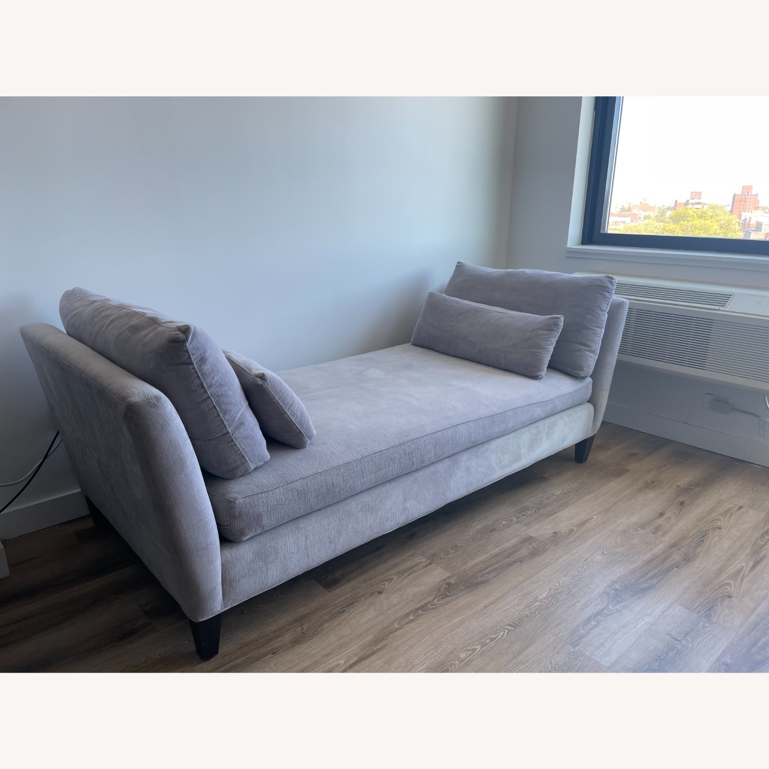 Crate & Barrel Marlowe Light Gray Fabric Chaise Lounge - image-2