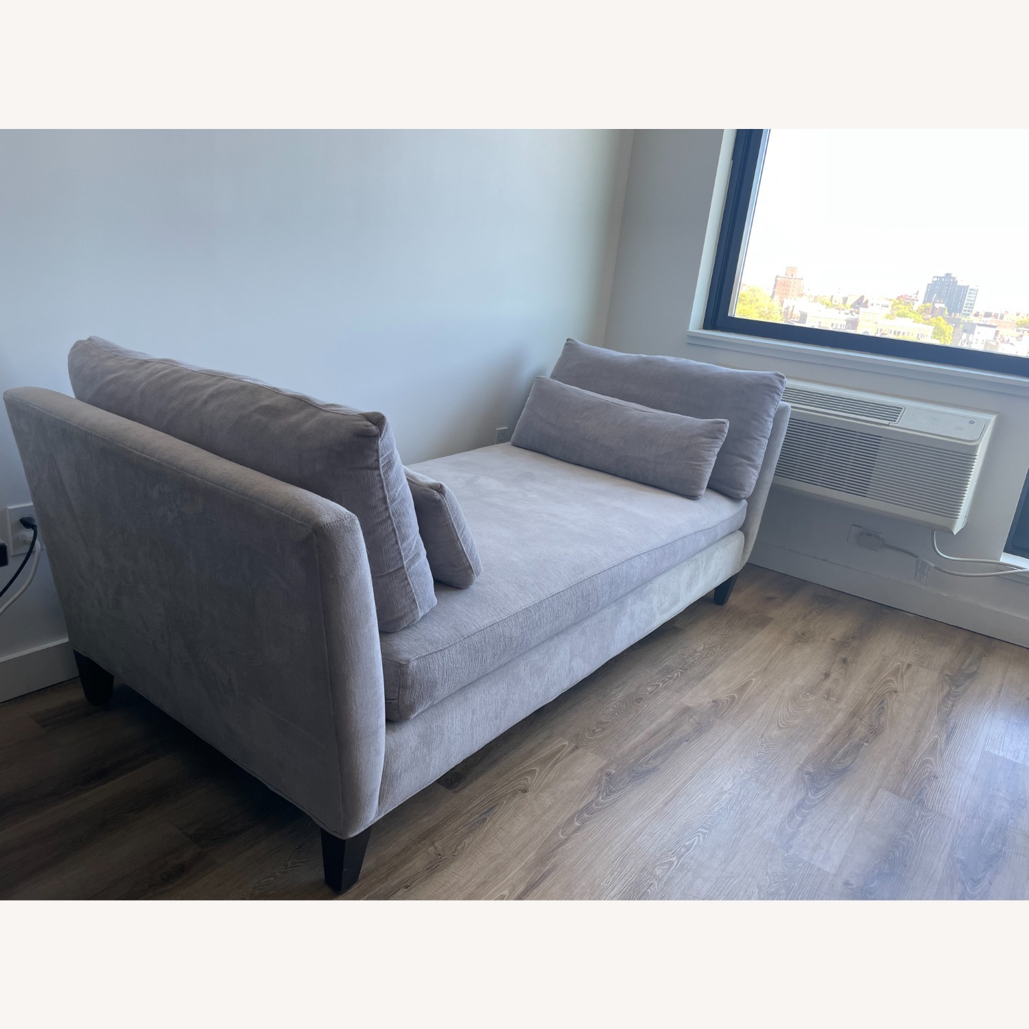 Crate & Barrel Marlowe Light Gray Fabric Chaise Lounge - image-6