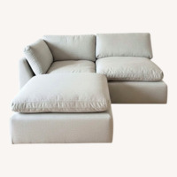Living Spaces 2 Seater Sofa with Ottoman